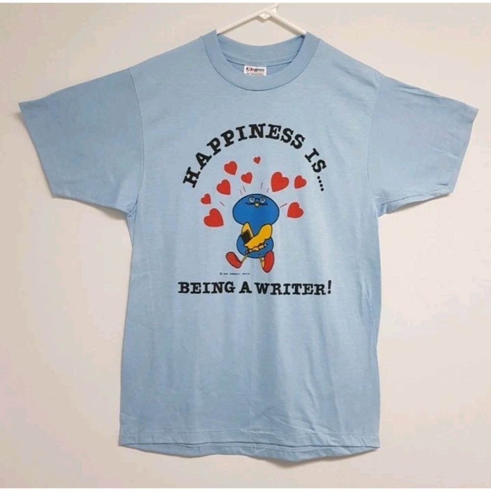 1982 Dorothy Doyle Author Happiness Is Being a Writer T-Shirt Hanes USA Made L
